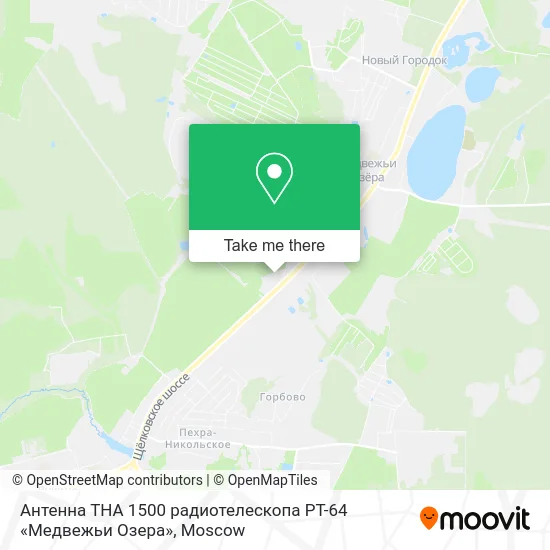Антенна ТНА 1500 радиотелескопа РТ-64 «Медвежьи Озера» map