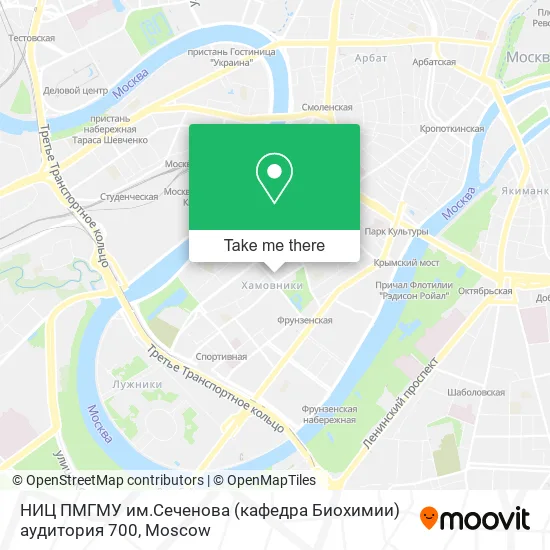 НИЦ ПМГМУ им.Сеченова (кафедра Биохимии) аудитория 700 map