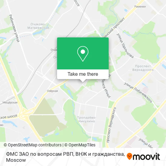 ФМС ЗАО по вопросам РВП, ВНЖ и гражданства map