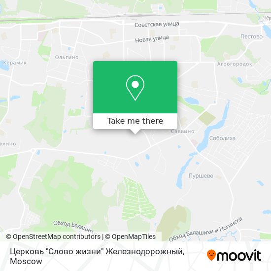 Церковь "Слово жизни" Железнодорожный map