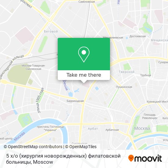 5 х / о (хирургия новорожденных) филатовской больницы map