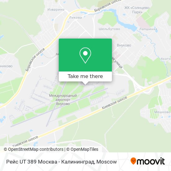 Рейс UT 389 Москва - Калининград map