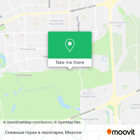 Снежные горки в лесопарке map