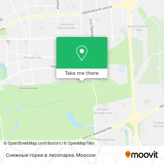 Снежные горки в лесопарке map