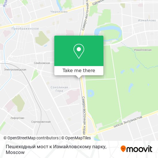 Пешеходный мост к Измайловскому парку map