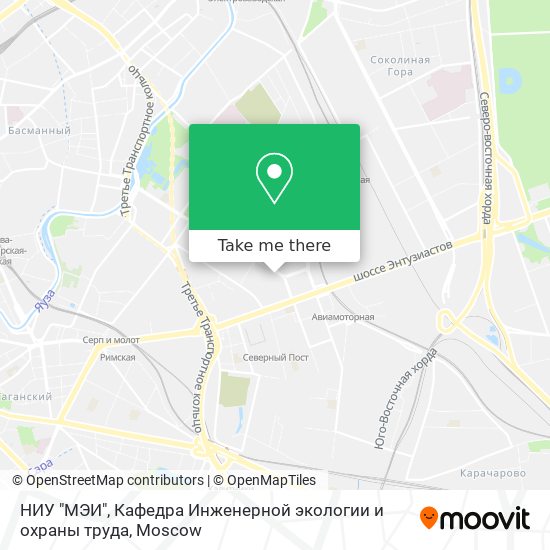 НИУ "МЭИ", Кафедра Инженерной экологии и охраны труда map