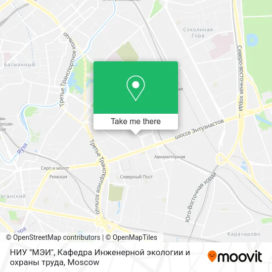 НИУ "МЭИ", Кафедра Инженерной экологии и охраны труда map