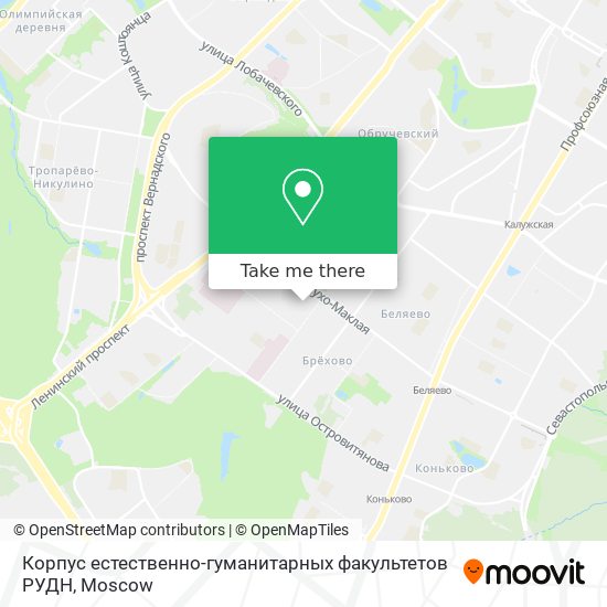 Корпус естественно-гуманитарных факультетов РУДН map