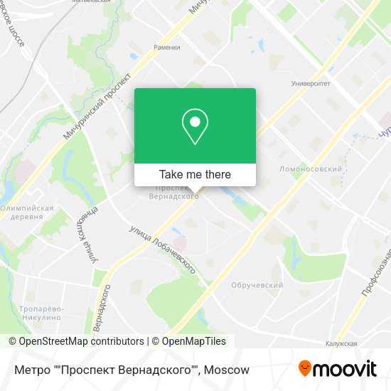 Метро ""Проспект Вернадского"" map