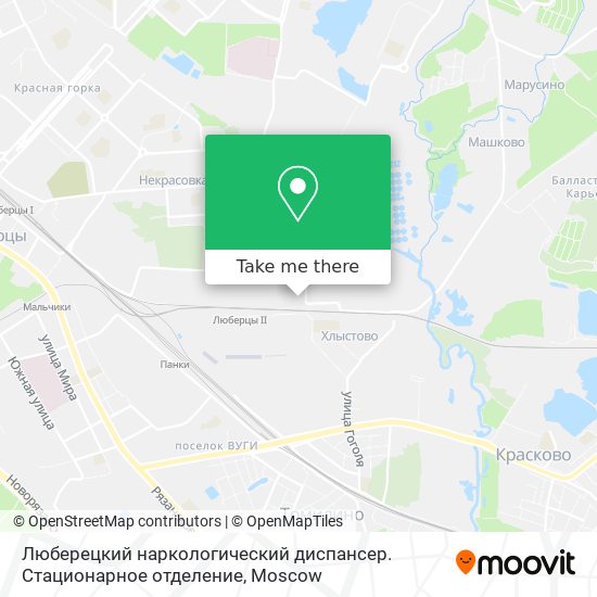 Люберецкий наркологический диспансер. Стационарное отделение map