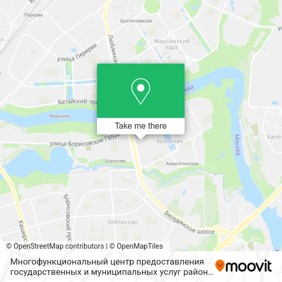 Многофункциональный центр предоставления государственных и муниципальных услуг района Братеево map