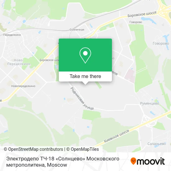 Электродепо ТЧ-18 «Солнцево» Московского метрополитена map