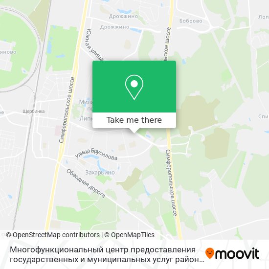 Многофункциональный центр предоставления государственных и муниципальных услуг района Южное Бутово map