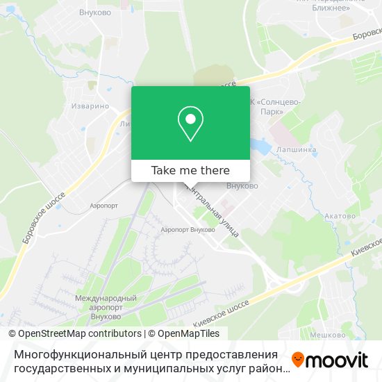 Многофункциональный центр предоставления государственных и муниципальных услуг района Внуково map