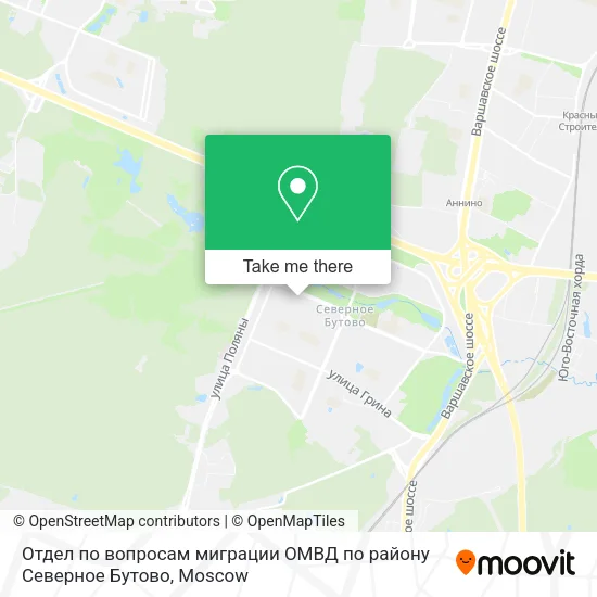Отдел по вопросам миграции ОМВД по району Северное Бутово map
