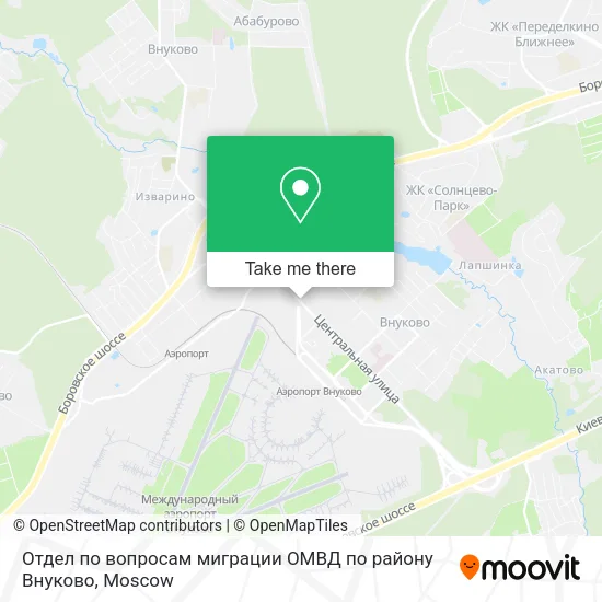 Отдел по вопросам миграции ОМВД по району Внуково map