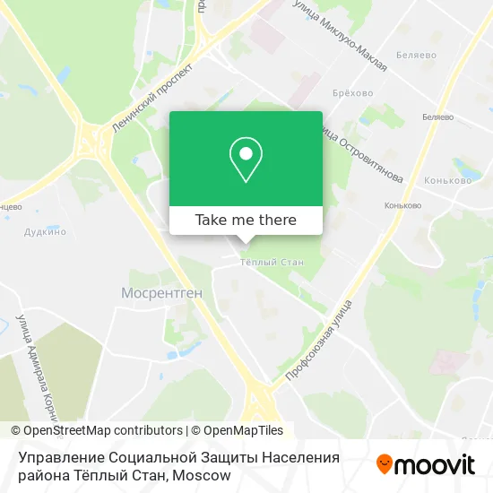 Управление Социальной Защиты Населения района Тёплый Стан map