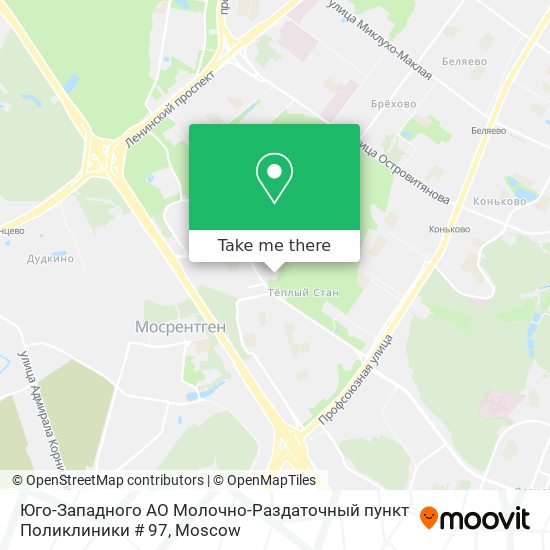 Юго-Западного АО Молочно-Раздаточный пункт Поликлиники # 97 map