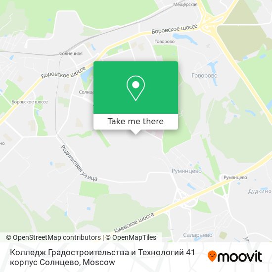 Колледж Градостроительства и Технологий 41 корпус Солнцево map