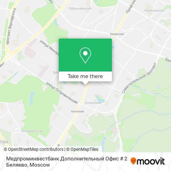 Медпроминвестбанк Дополнительный Офис # 2 Беляево map