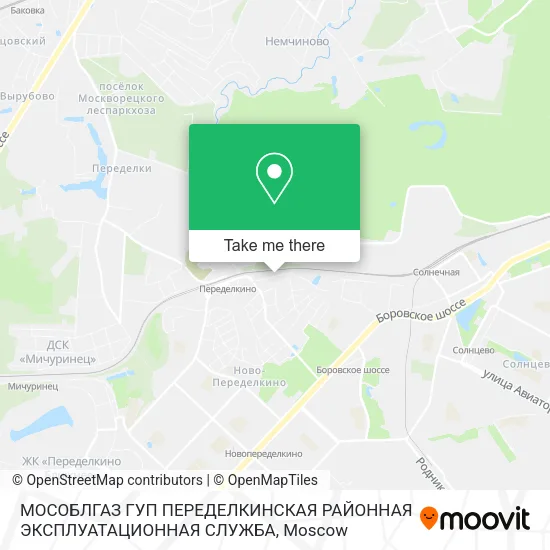 МОСОБЛГАЗ ГУП ПЕРЕДЕЛКИНСКАЯ РАЙОННАЯ ЭКСПЛУАТАЦИОННАЯ СЛУЖБА map