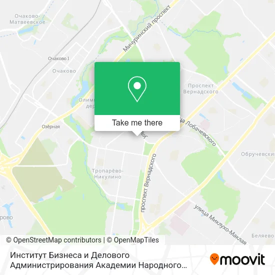 Институт Бизнеса и Делового Администрирования Академии Народного Хозяйства map