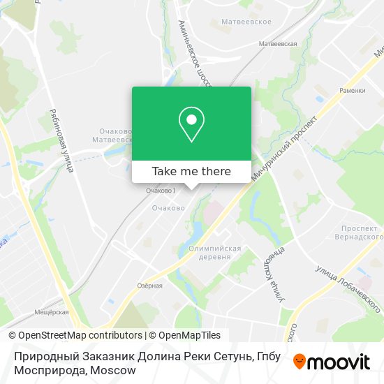 Природный Заказник Долина Реки Сетунь, Гпбу Мосприрода map