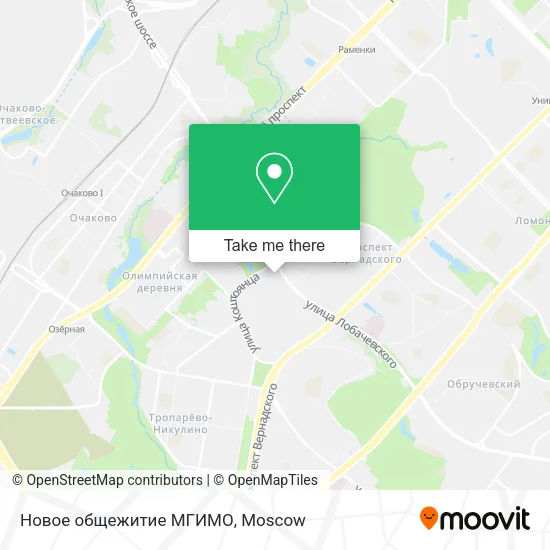 Новое общежитие МГИМО map