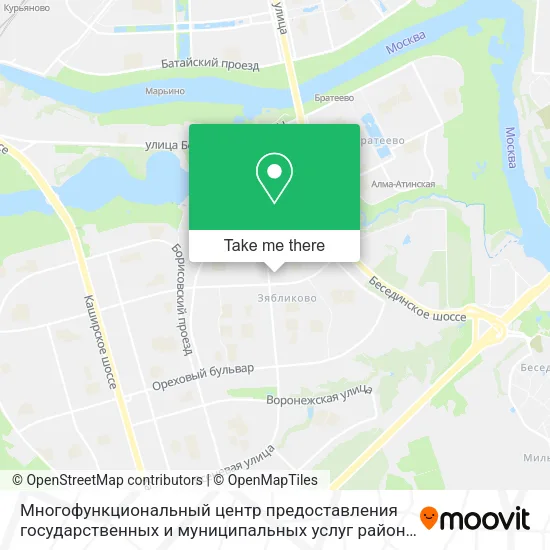 Многофункциональный центр предоставления государственных и муниципальных услуг района Зябликово map