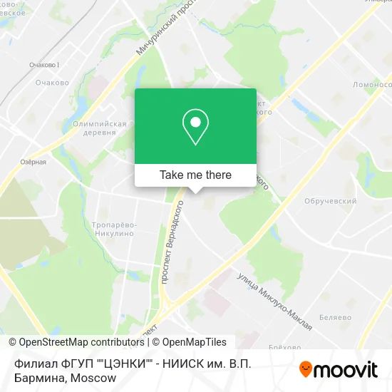 Филиал ФГУП ""ЦЭНКИ"" - НИИСК им. В.П. Бармина map