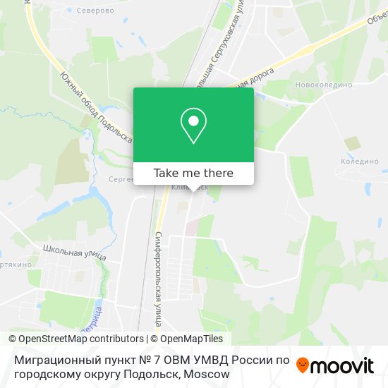 Миграционный пункт № 7 ОВМ УМВД России по городскому округу Подольск map