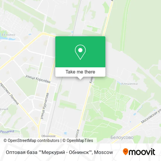 Оптовая база ""Меркурий - Обнинск"" map