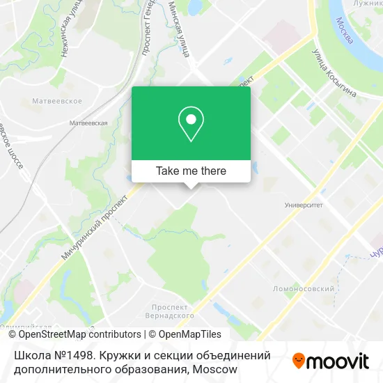 Школа №1498. Кружки и секции объединений дополнительного образования map