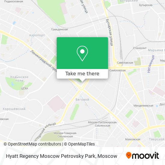 Hyatt Regency Moscow Petrovsky Park map