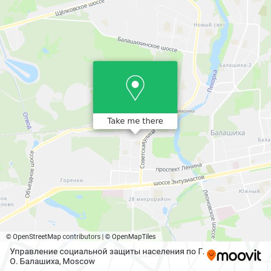 Управление социальной защиты населения по Г. О. Балашиха map