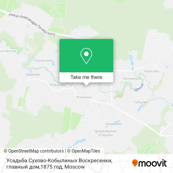 Усадьба Сухово-Кобылиных Воскресенки, главный дом,1875 год map