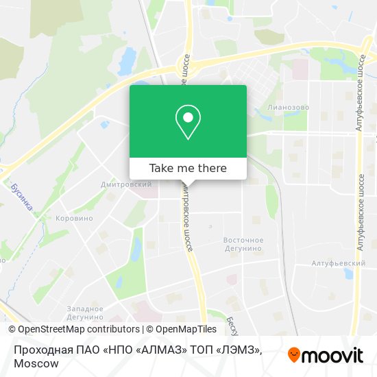 Проходная ПАО «НПО «АЛМАЗ» ТОП «ЛЭМЗ» map