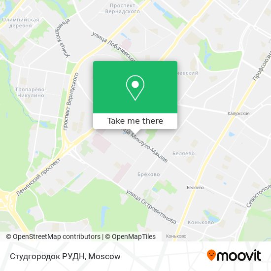 Студгородок РУДН map
