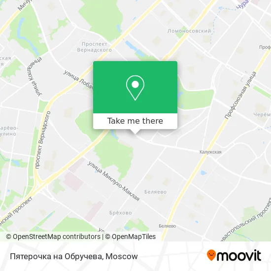 Пятерочка на Обручева map