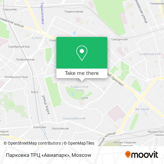 Парковка ТРЦ «Авиапарк» map