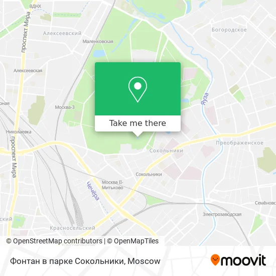 Фонтан в парке Сокольники map