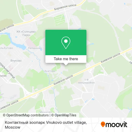 Контактный зоопарк Vnukovo outlet village map
