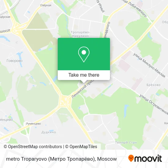 metro Troparyovo (Метро Тропарёво) map