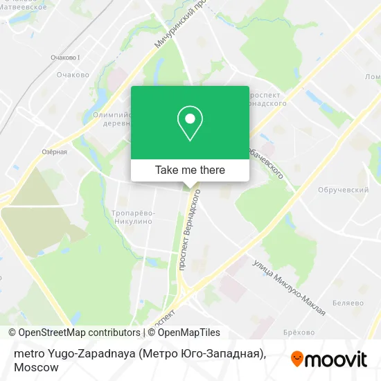 metro Yugo-Zapadnaya (Метро Юго-Западная) map