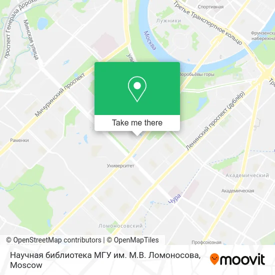Научная библиотека МГУ им. М.В. Ломоносова map