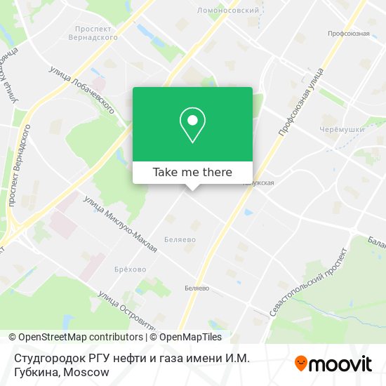 Студгородок РГУ нефти и газа имени И.М. Губкина map