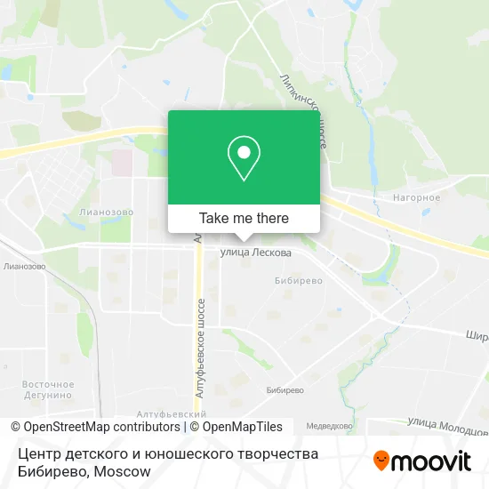 Центр детского и юношеского творчества  Бибирево map