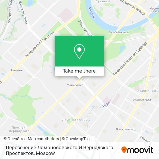 Пересечение Ломоносовского И Вернадского Проспектов map