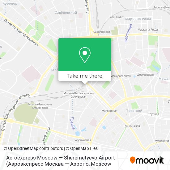 Aeroexpress Moscow — Sheremetyevo Airport map