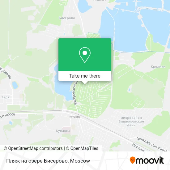Пляж на озере Бисерово map